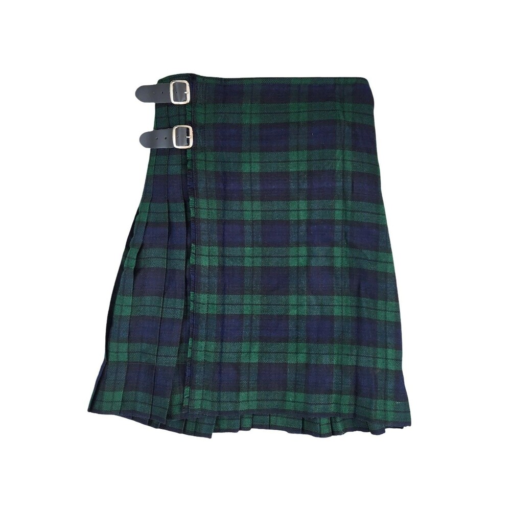 Scottish Design Tartans Wool Blend Green Navy Plaid Kilt 32x23.5